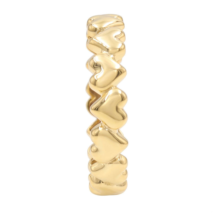 18k gold plated heart band ring for women