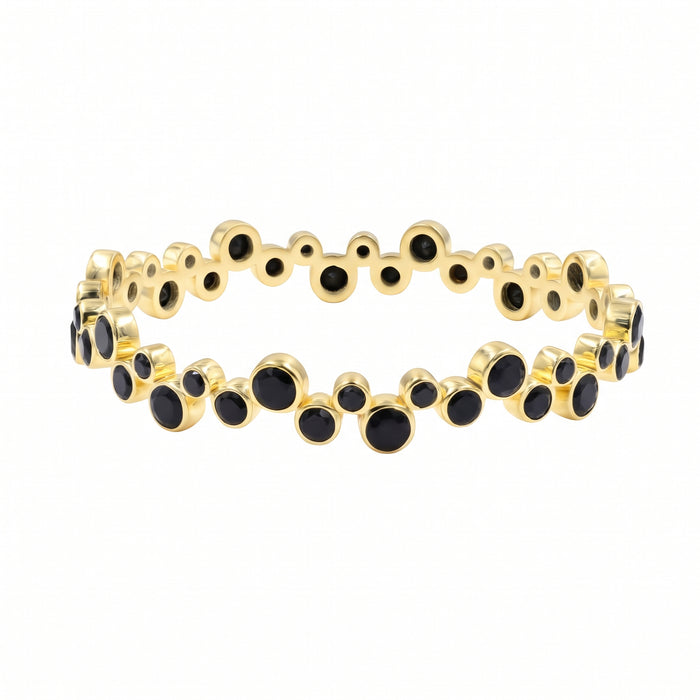 Black Onyx Bubble Design Bangle Bracelet