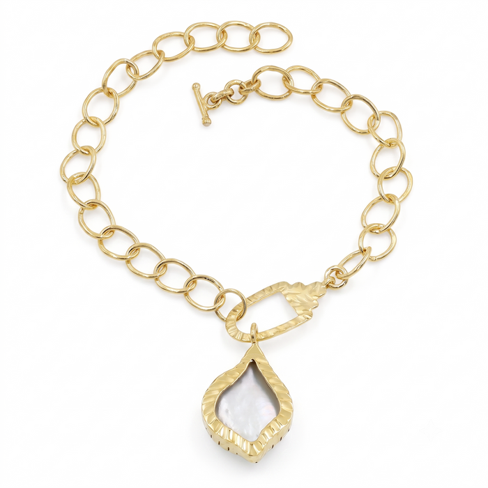 Natural Freshwater Pearl Chain Bracelet For Women - 18K Gold Plated Toggle Clasp