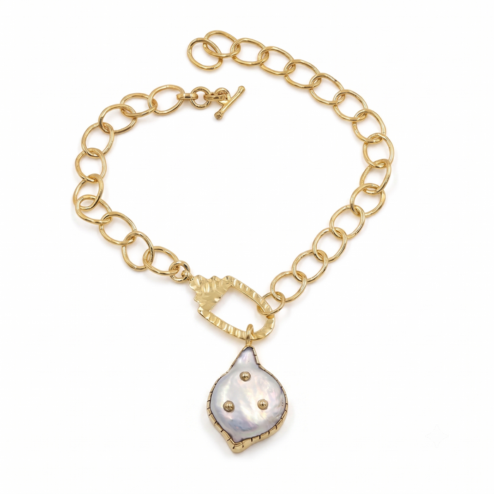 Natural Freshwater Pearl Chain Bracelet For Women - 18K Gold Plated Toggle Clasp