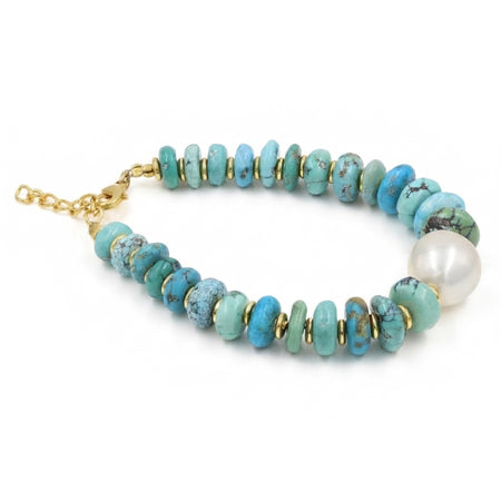 Tibetan Turquoise Pearl Chain Bracelet