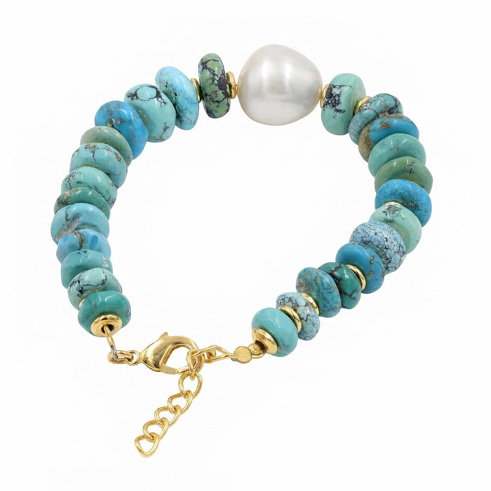 Tibetan Turquoise Pearl Chain Bracelet