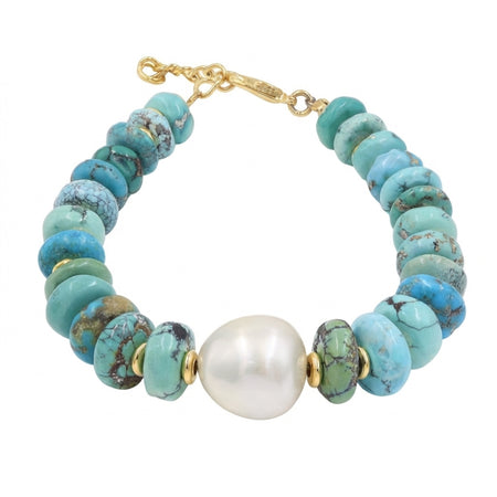 Tibetan Turquoise Pearl Chain Bracelet