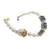 Kyanite & Pearl Gold-Plated Statement Bracelet
