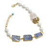 Kyanite & Pearl Gold-Plated Statement Bracelet