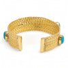 Natural Blue Turquoise Cuff Bracelet in 18K Gold Plated Finish with Five Freeform Gemstones