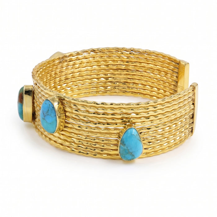 Blue Turquoise Textured Cuff Bracelet
