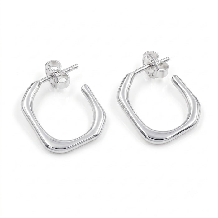 Modern oval hoop earrings in 18K gold plated and silver plated finish for women