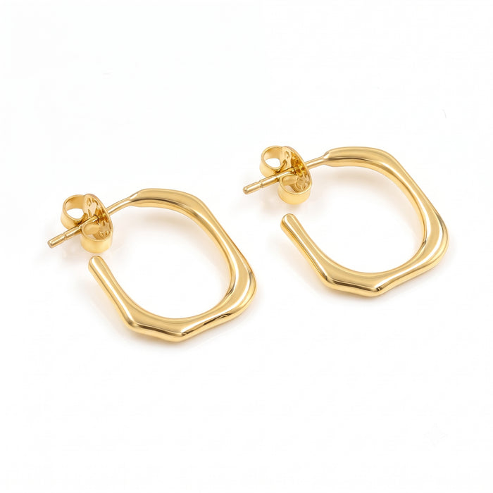 Modern oval hoop earrings in 18K gold plated and silver plated finish for women