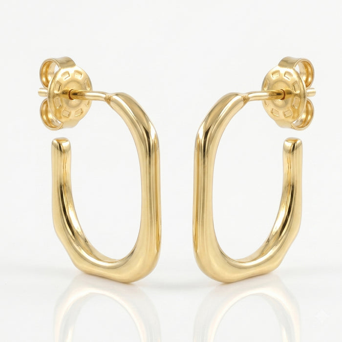 Modern oval hoop earrings in 18K gold plated and silver plated finish for women