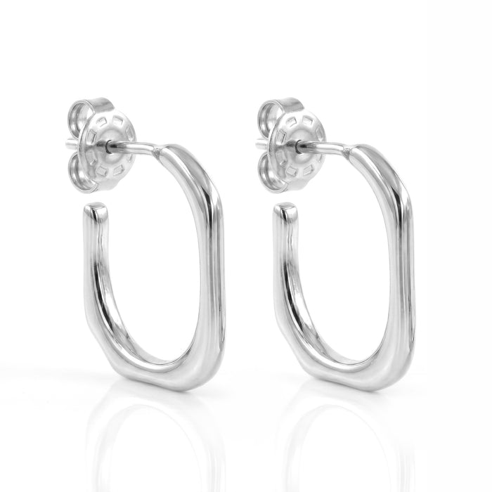 Modern oval hoop earrings in 18K gold plated and silver plated finish for women