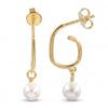 Natural Freshwater Pearl Open Hoop Dangle Earrings – 18K Gold & Silver Plated