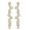 Swarovski crystal geometric statement earrings in 18K gold plated finish with hexagon, square, and round crystal accents.