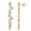 Swarovski crystal geometric statement earrings in 18K gold plated finish with hexagon, square, and round crystal accents.
