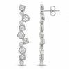 Swarovski crystal geometric statement earrings in silver plated finish with hexagon, square, and round crystal accents.
