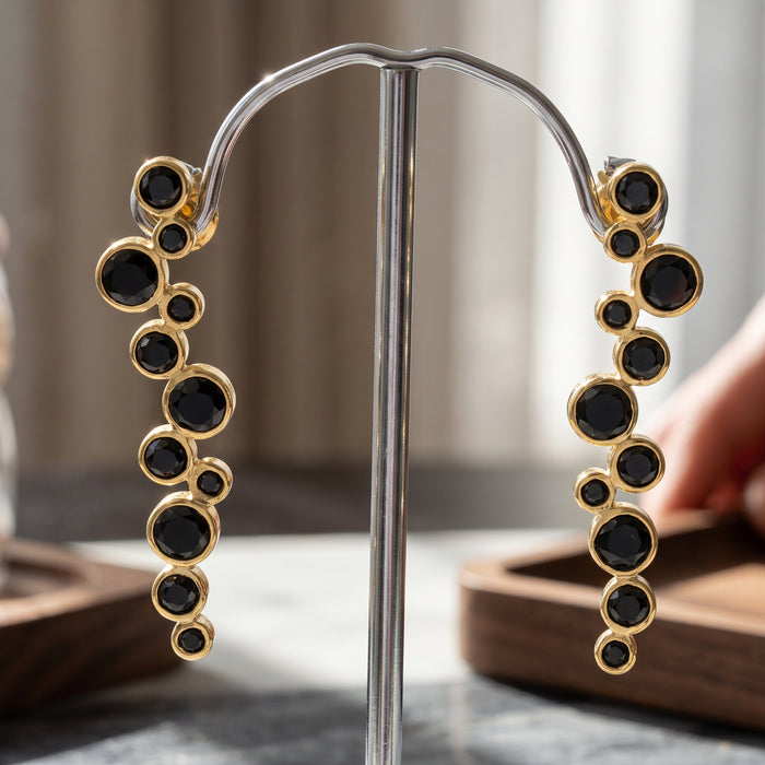 Black Onyx Bubble Drop Earrings