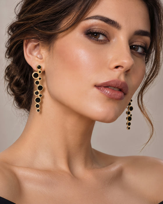 Black Onyx Bubble Drop Earrings