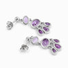 Natural amethyst multi stone drop earrings in 18K gold plated and silver plated finishes with oval, pear and round gemstones