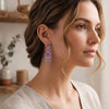 Natural amethyst multi stone drop earrings in 18K gold plated and silver plated finishes with oval, pear and round gemstones