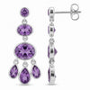 Natural amethyst multi stone drop earrings in 18K gold plated and silver plated finishes with oval, pear and round gemstones