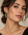 Black Onyx Open Bubble Hoop 18k Gold Plated Earrings