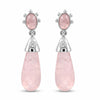 Natural rose quartz drop earrings with oval rose quartz, Swarovski crystal accents