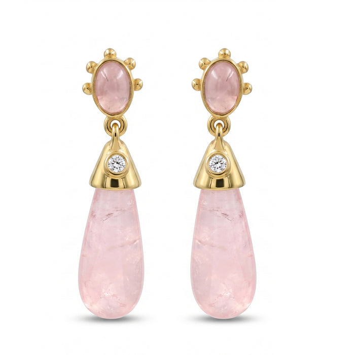 Rose Quartz and Cubic Zirconia Earring