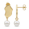 Natural freshwater pearl drop earrings with round 7×7 mm pearls.