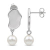 Natural freshwater pearl drop earrings with round 7×7 mm pearls.