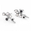 Natural Black Onyx and Freshwater Pearl Branch Stud Earrings in Silver Plated Finish