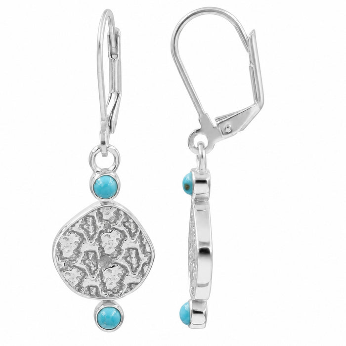 Natural Arizona Turquoise Dangle Earrings for Women - 18K Gold Plated