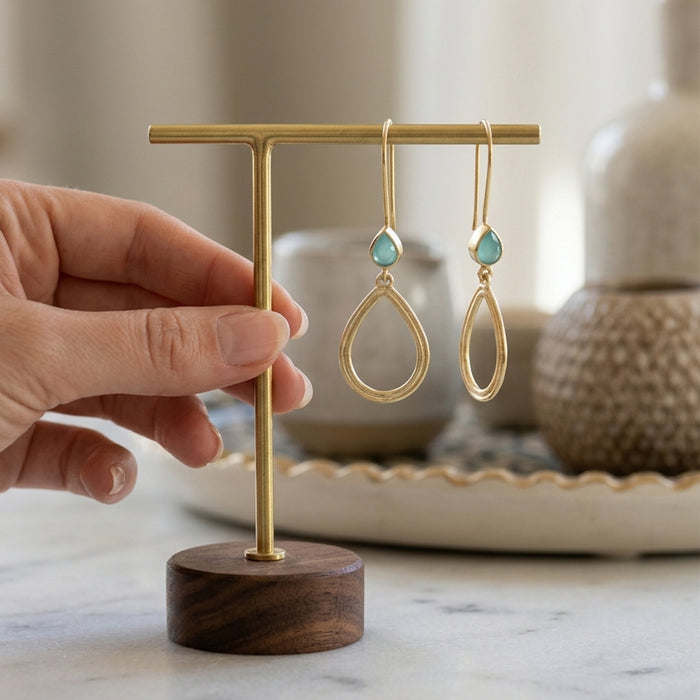 Aqua Chalcedony Teardrop Earrings