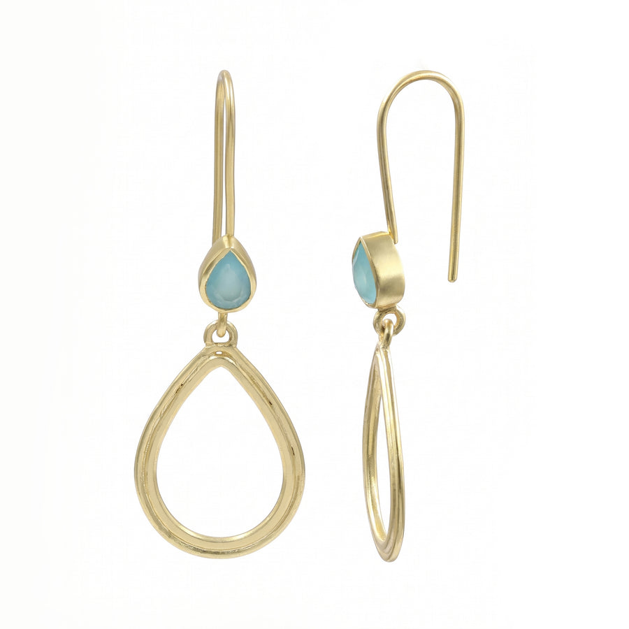 Aqua Chalcedony Teardrop Earrings