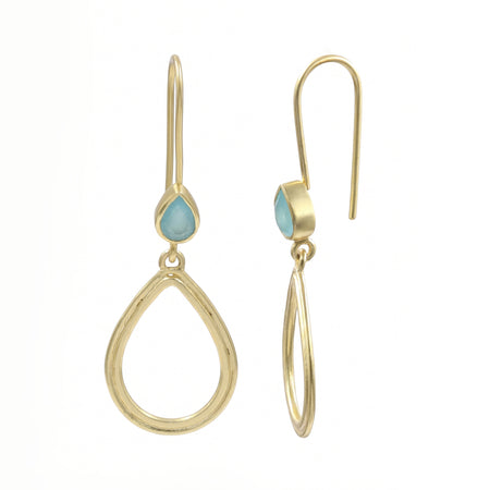 Aqua Chalcedony Teardrop Earrings