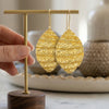 Gold Plated Textured Oval Dangle Earrings