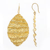 Gold Plated Textured Oval Dangle Earrings