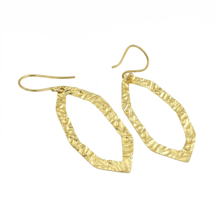 Gold Plated Textured Geometric Dangle Earrings