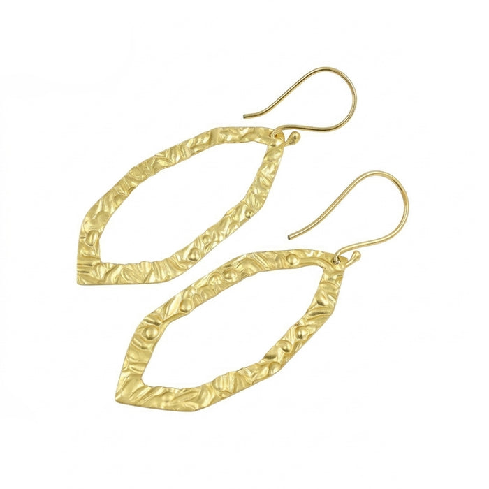 Gold Plated Textured Geometric Dangle Earrings