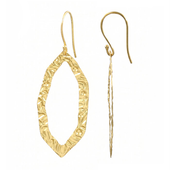 Gold Plated Textured Geometric Dangle Earrings