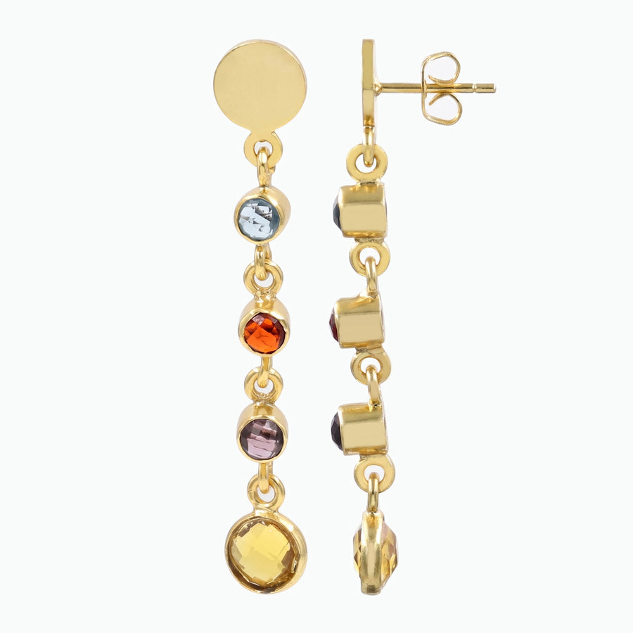 Citrine Dangle Earrings with Gold-Plated Multi-Gemstone