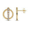 Textured Circle & Swarovski Crystal Bar Stud Earrings – Gold & Silver Plated