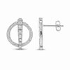 Textured Circle & Swarovski Crystal Bar Stud Earrings – Gold & Silver Plated
