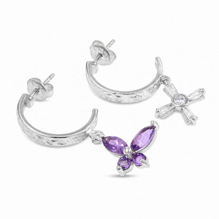 18K Gold Plated Natural Amethyst Butterfly Drop Earrings For Her