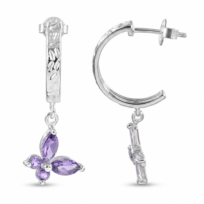 18K Gold Plated Natural Amethyst Butterfly Drop Earrings For Her