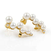 Graduated Pearl Ear Climber Earrings with Swarovski Crystal – 18K Gold & Silver Plated