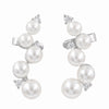 Graduated Pearl Ear Climber Earrings with Swarovski Crystal – 18K Gold & Silver Plated