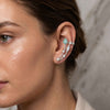 Aquamarine & Pearl Quartz Vine Ear Climber Earrings – 18K Gold & Silver Plated
