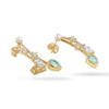 Aquamarine & Pearl Quartz Vine Ear Climber Earrings – 18K Gold & Silver Plated