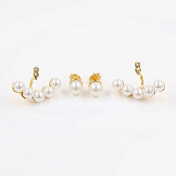 2-in-1 Convertible Pearl Ear Jacket Earrings – 1 Micron 18K Gold & Silver Plated
