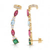 Multi Stone Vine Ear Climber Earrings – 18K Gold & Silver Plated
